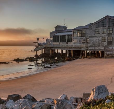 An early morning golden sunrise over the Monterey Bay
