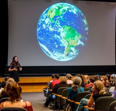 Keynote speaker, Erin Schrode, presenting at the 2016 Teens Summit.